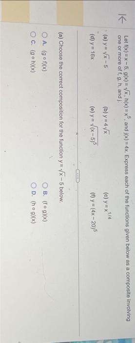 Solved Let F X X−5 G X X H X X5 And J X 4x Express