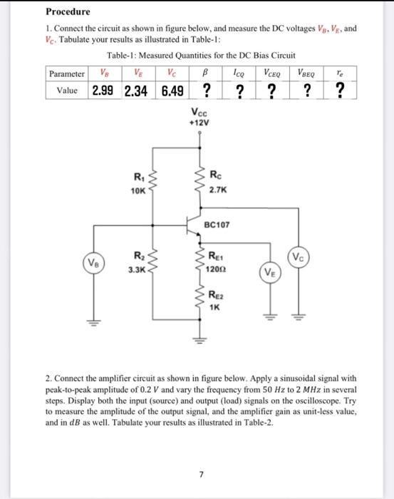 Solved Procedure 1. Connect the circuit as shown in figure | Chegg.com