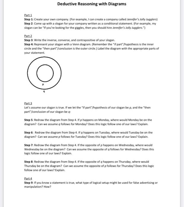 Solved Deductive Reasoning with Diagrams Part 1 Step 1: | Chegg.com
