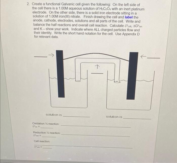 Solved 2. Create a functional Galvanic cell given the | Chegg.com