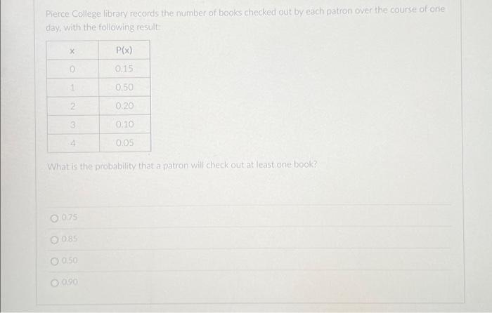 Solved Pierce College library records the number of books | Chegg.com