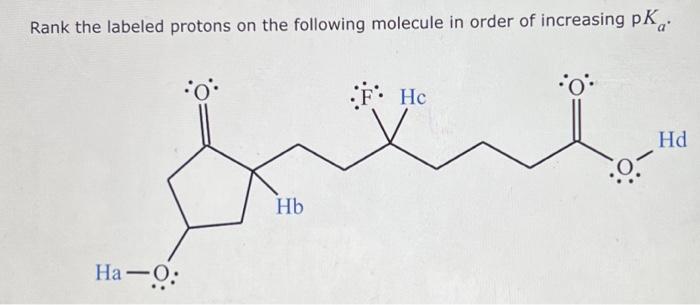 Solved Rank The Labeled Protons On The Following Molecule In Chegg Com