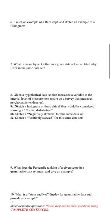 Solved 6. Sketch An Example Of A Bar Graph And Sketch An 