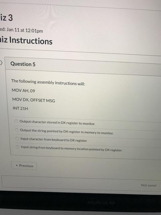Solved iz 3 ed: Jan 11 at 12:01pm iz Instructions Question 5 | Chegg.com