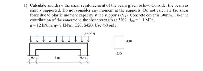 Solved Calculate And Draw The Shear Reinforcement Of The | Chegg.com