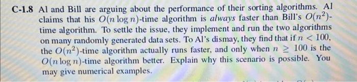 Solved C-1.8 Al and Bill are arguing about the performance | Chegg.com