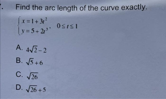 Solved Find The Arc Length Of The Curve Exactly. | Chegg.com