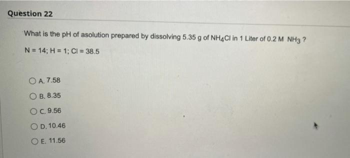 Solved what is the pH of a solution prepared by dissolving | Chegg.com