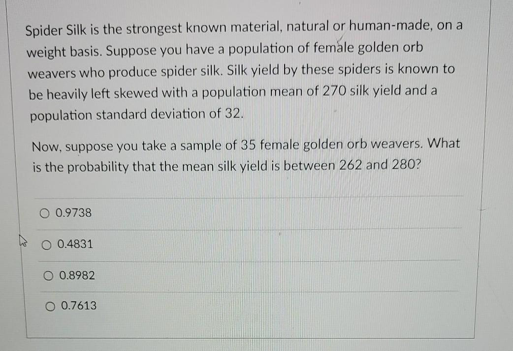 Solved Spider Silk is the strongest known material, natural