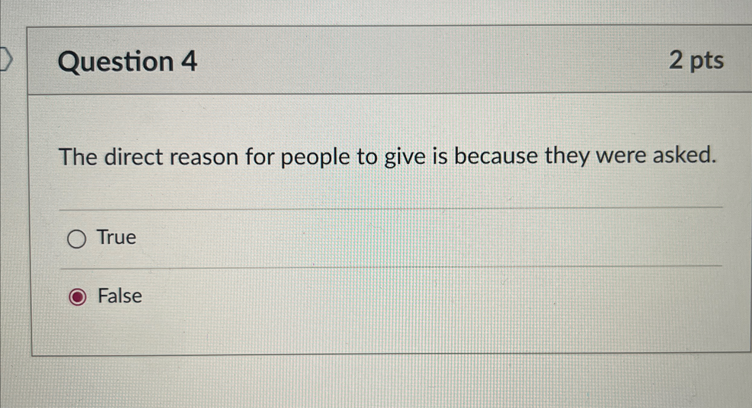 Solved Question 42 ﻿ptsThe direct reason for people to give | Chegg.com