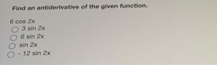 how to find the antiderivative of sin x 2