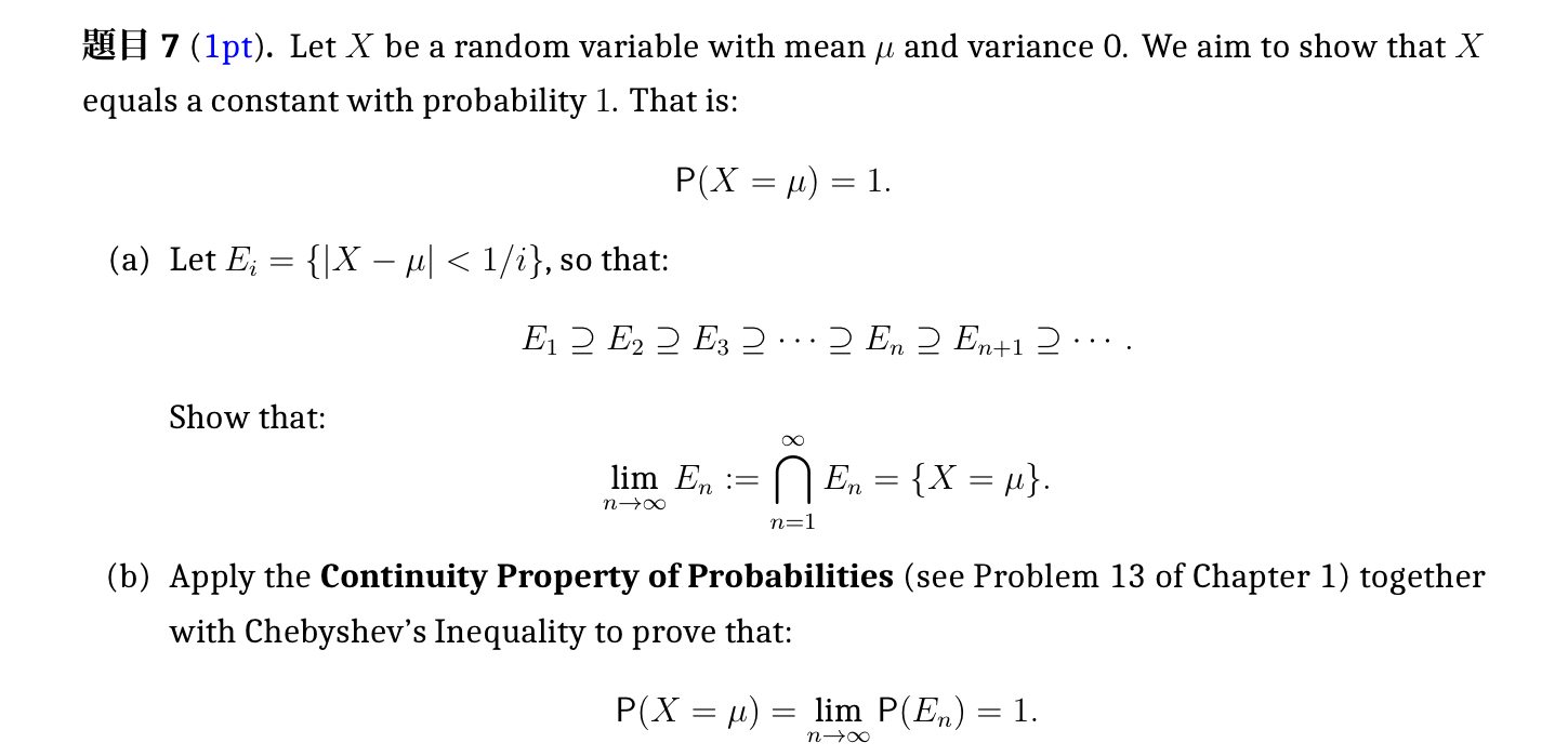 Solved Let x ﻿be a random variable with mean μ ﻿and variance | Chegg.com