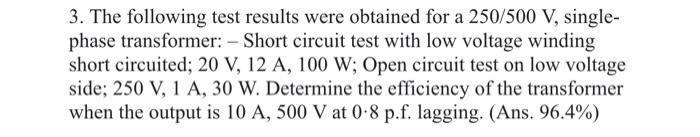 3. The following test results were obtained for a | Chegg.com