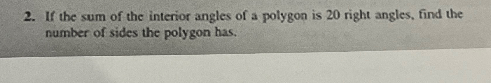 sum of the interior angles of a polygon with 20 sides