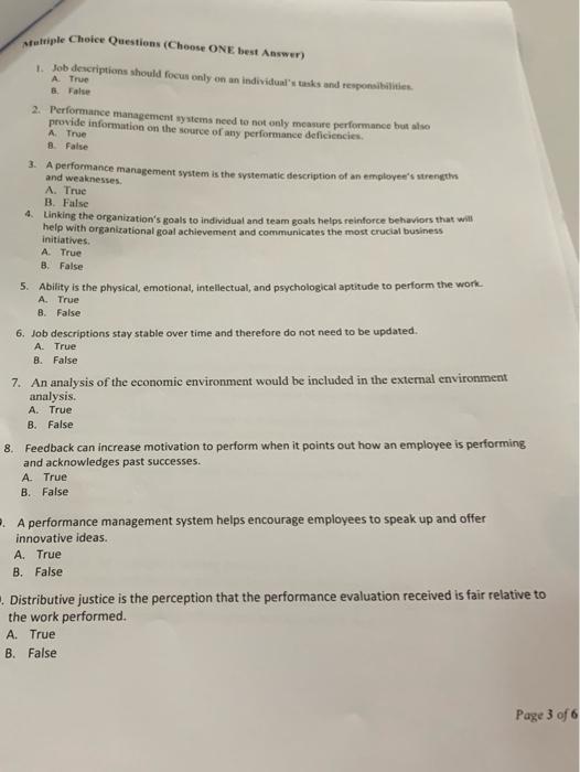 Solved Multiple Choice Questions (Choose ONE Best Answer) 1. | Chegg.com