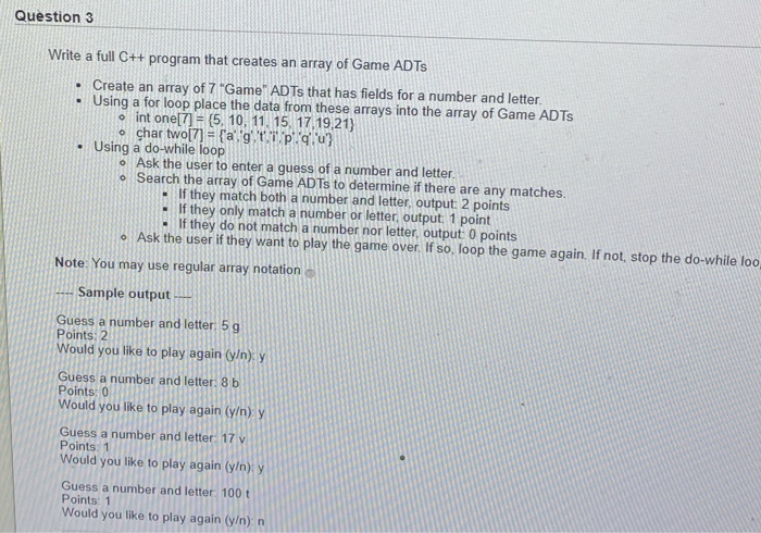 Solved Question 3 Write a full C++ program that creates an | Chegg.com