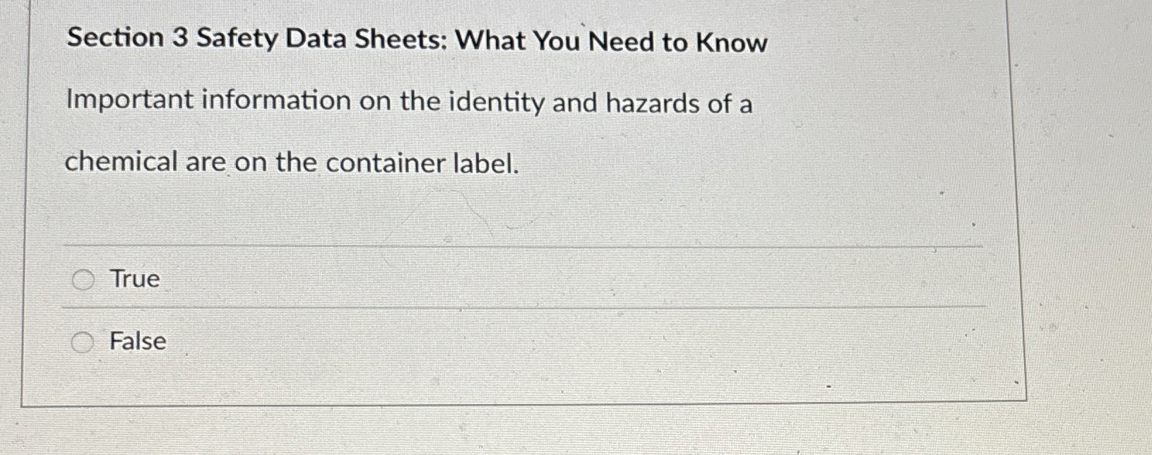 Solved Section 3 ﻿Safety Data Sheets What You Need to Know