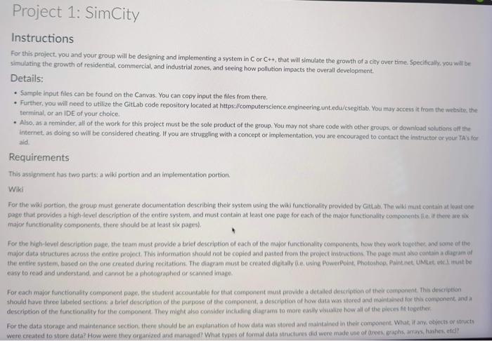 Solved Instructions For this project, you and your group | Chegg.com