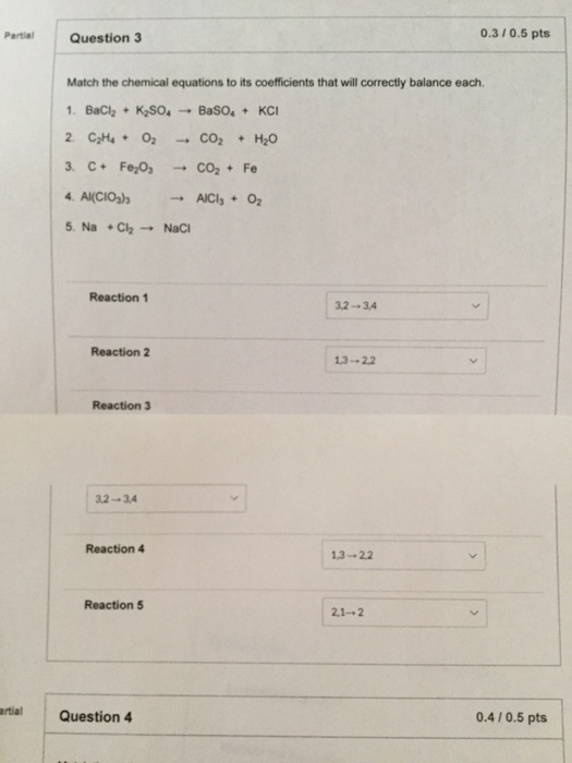 Solved Partial Question 3 0.3/0.5 pts Match the chemical | Chegg.com
