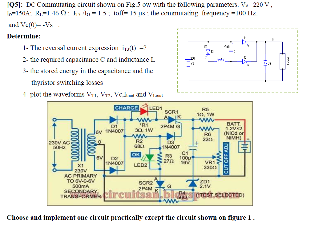 Solved [Q5]: DC Commutating circuit shown on Fig. 5 ﻿ow with | Chegg.com