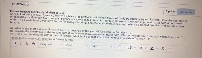 Solved QUESTION 7 5 points Ensure answers are clearly | Chegg.com