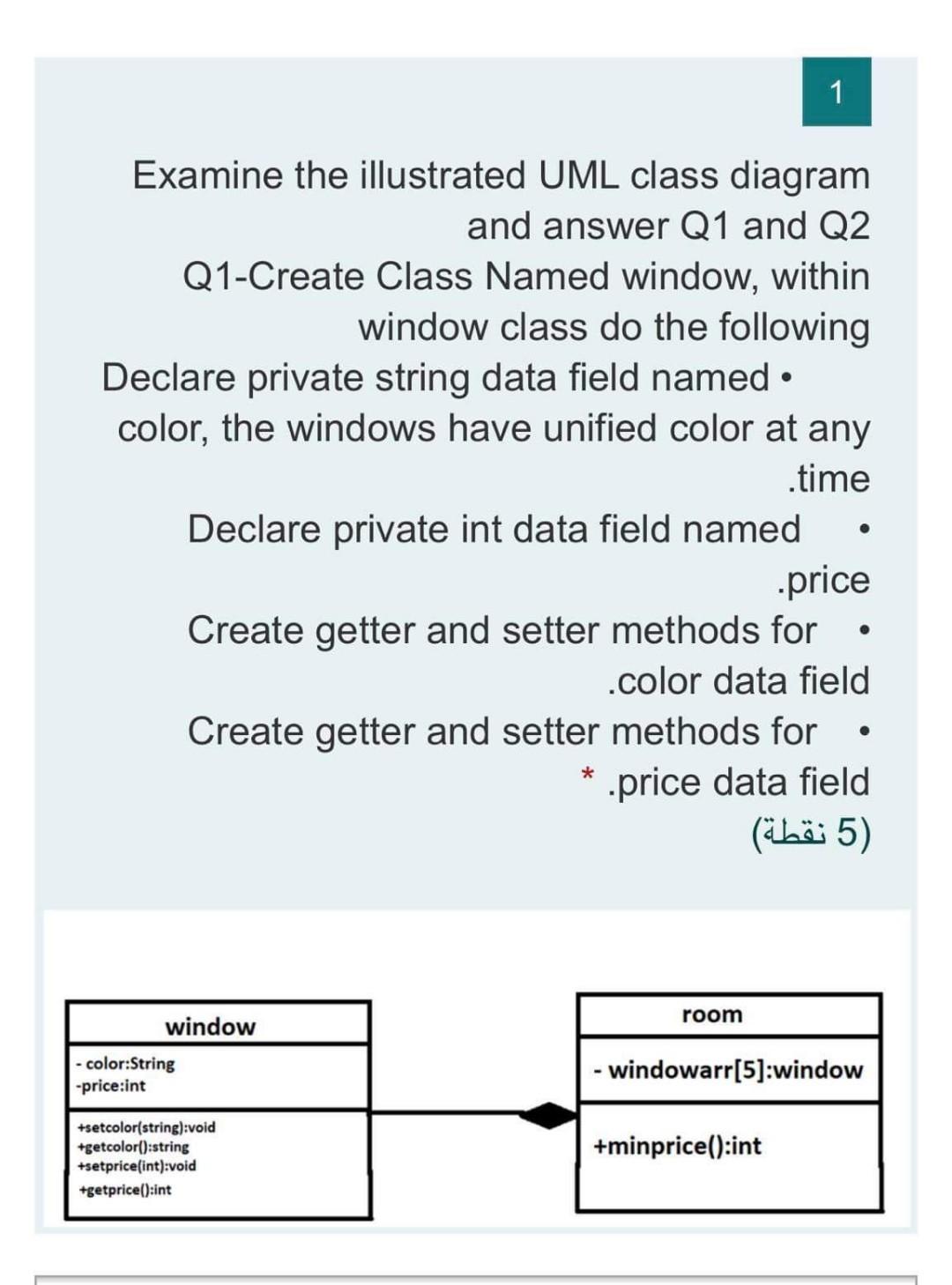 Solved 1 Examine the illustrated UML class diagram and | Chegg.com