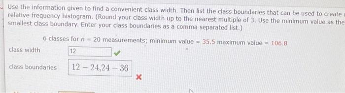 Solved Use the information given to find a convenient class | Chegg.com