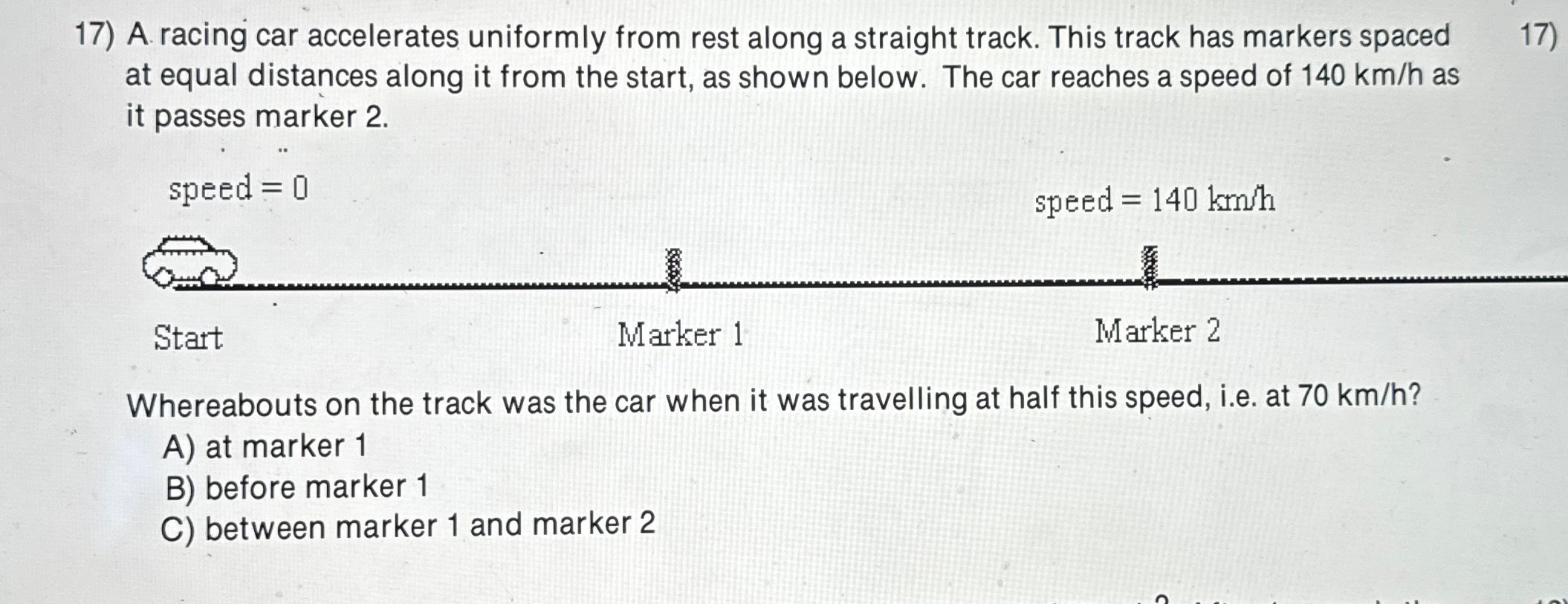 Solved A racing car accelerates uniformly from rest along a