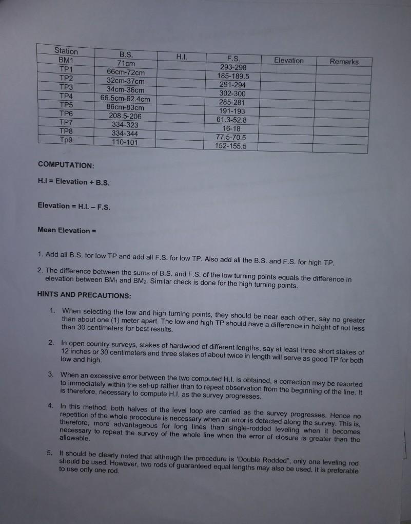 Solved PROBLEM 18 DIFFERENTIAL LEVELING DOUBLE RODDED Chegg Com   Image