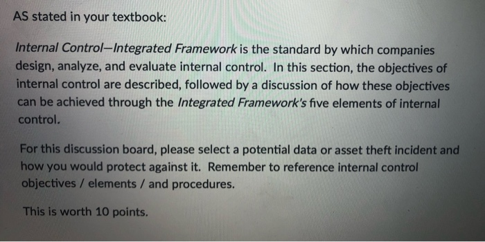 Solved AS stated in your textbook: Internal | Chegg.com