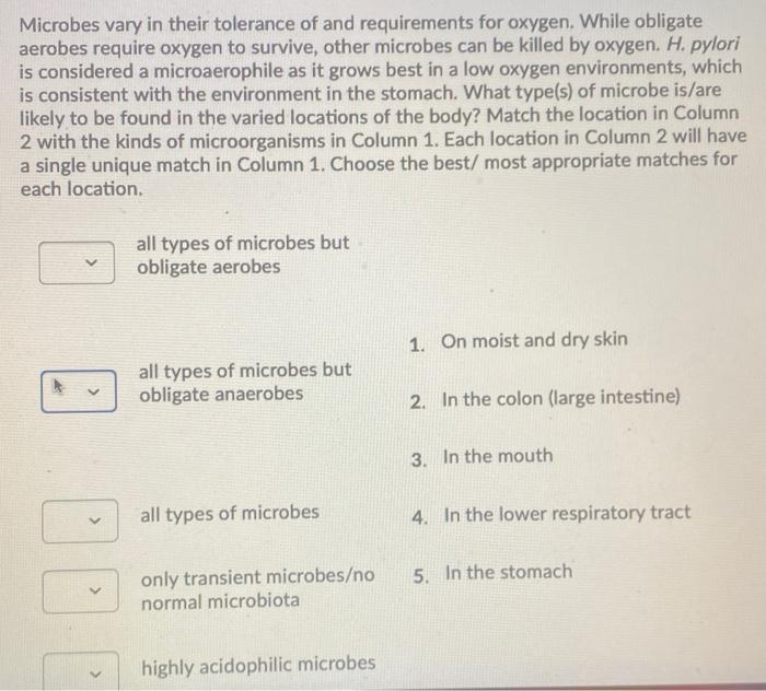 Solved Microbes vary in their tolerance of and requirements