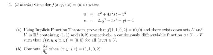 Solved 2 Marks Consider Fxystuv Where