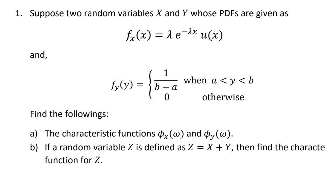 Solved Suppose Two Random Variables X And Y Whose Pdfs Are 6744