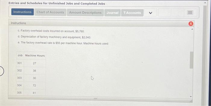 Solved Entries and Schedules for Unfinished Jobs and | Chegg.com