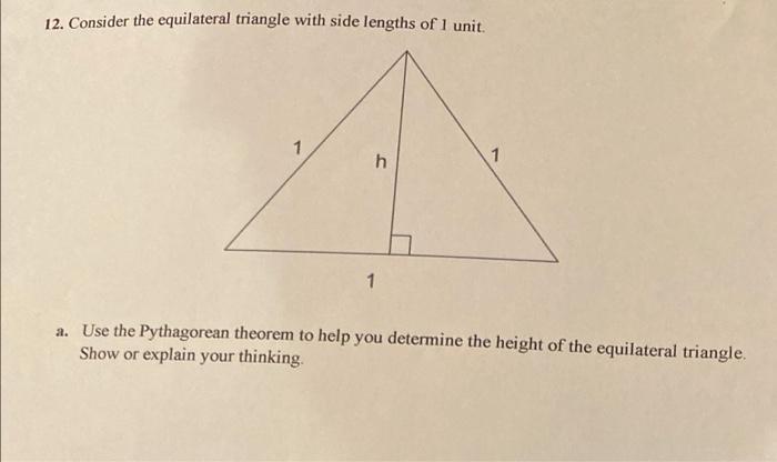 Solved 12. Consider The Equilateral Triangle With Side | Chegg.com