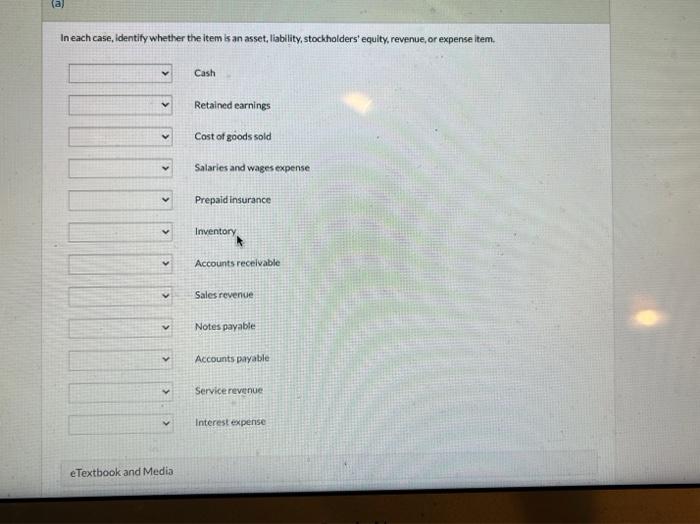 Solved (a) In each case, identify whether the item is an | Chegg.com