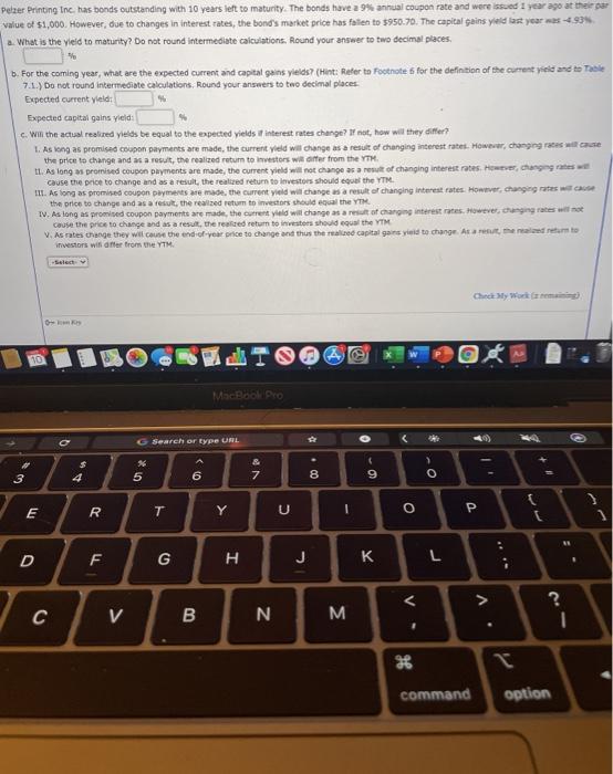 Solved Pelzer Printing Inc. has bonds outstanding with 10