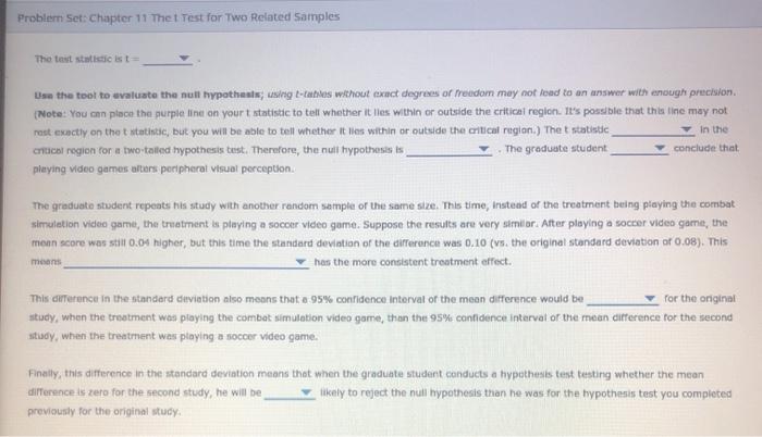 Solved Problem Set: Chapter 11 The t Test for Two Related | Chegg.com