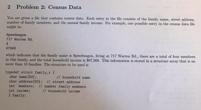Solved 2 Problem 2: Census Data You are given a file that | Chegg.com