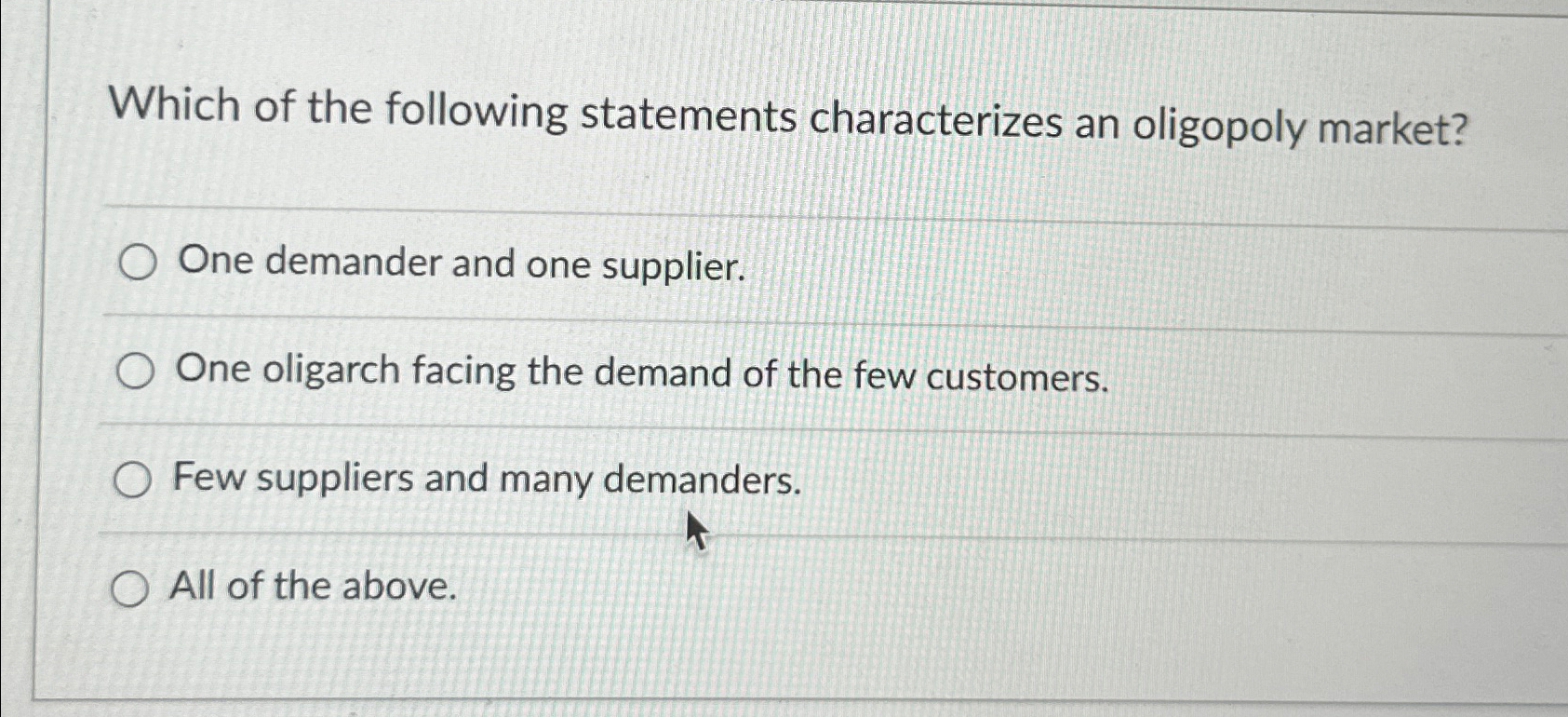 Solved Which of the following statements characterizes an | Chegg.com
