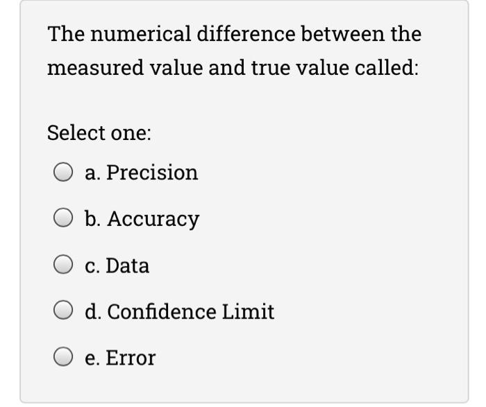 Solved The numerical difference between the measured value | Chegg.com