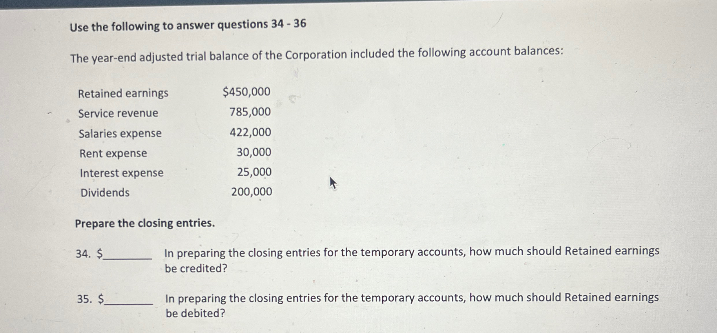 Solved Use the following to answer questions 34-36The | Chegg.com