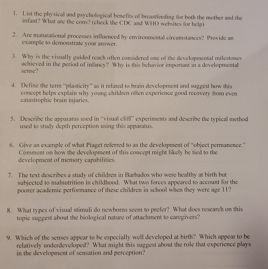 Solved 1. List the physical and psychological benefits of Chegg