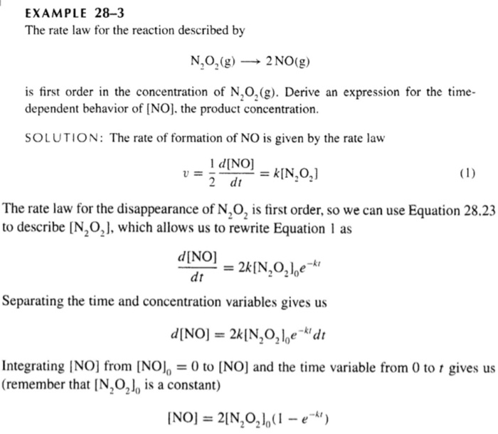 Rate Law Example Problems Solved EXAMPLE 28-3 The rate law for the reaction described | Chegg.com