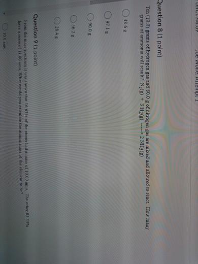 Solved Ten (10.0) grams of hydrogen gas and 80.0 g of | Chegg.com