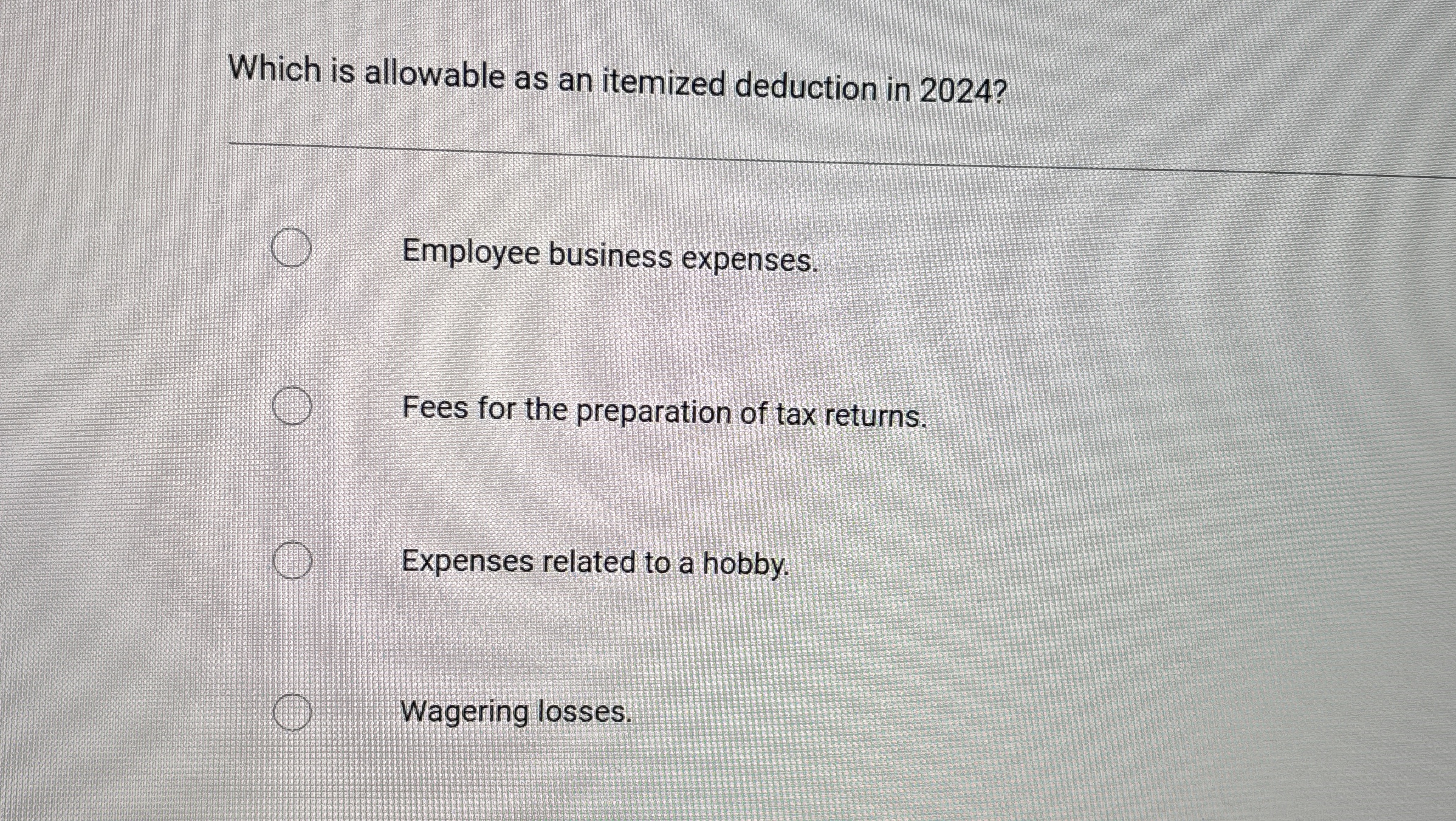 Solved Which is allowable as an itemized deduction in