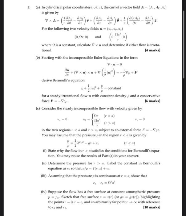 Solved (a) In cylindrical polar coordinates (r,θ,z), the | Chegg.com