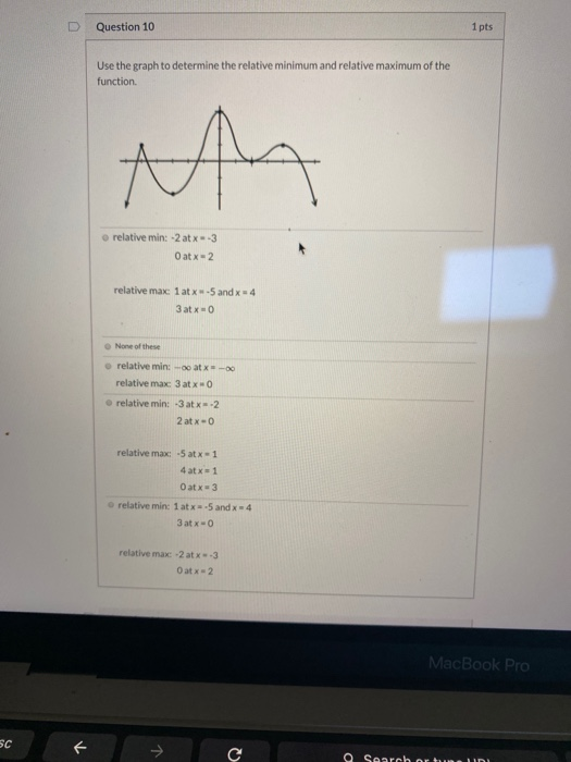 Solved Question 10 1 pts Use the graph to determine the | Chegg.com