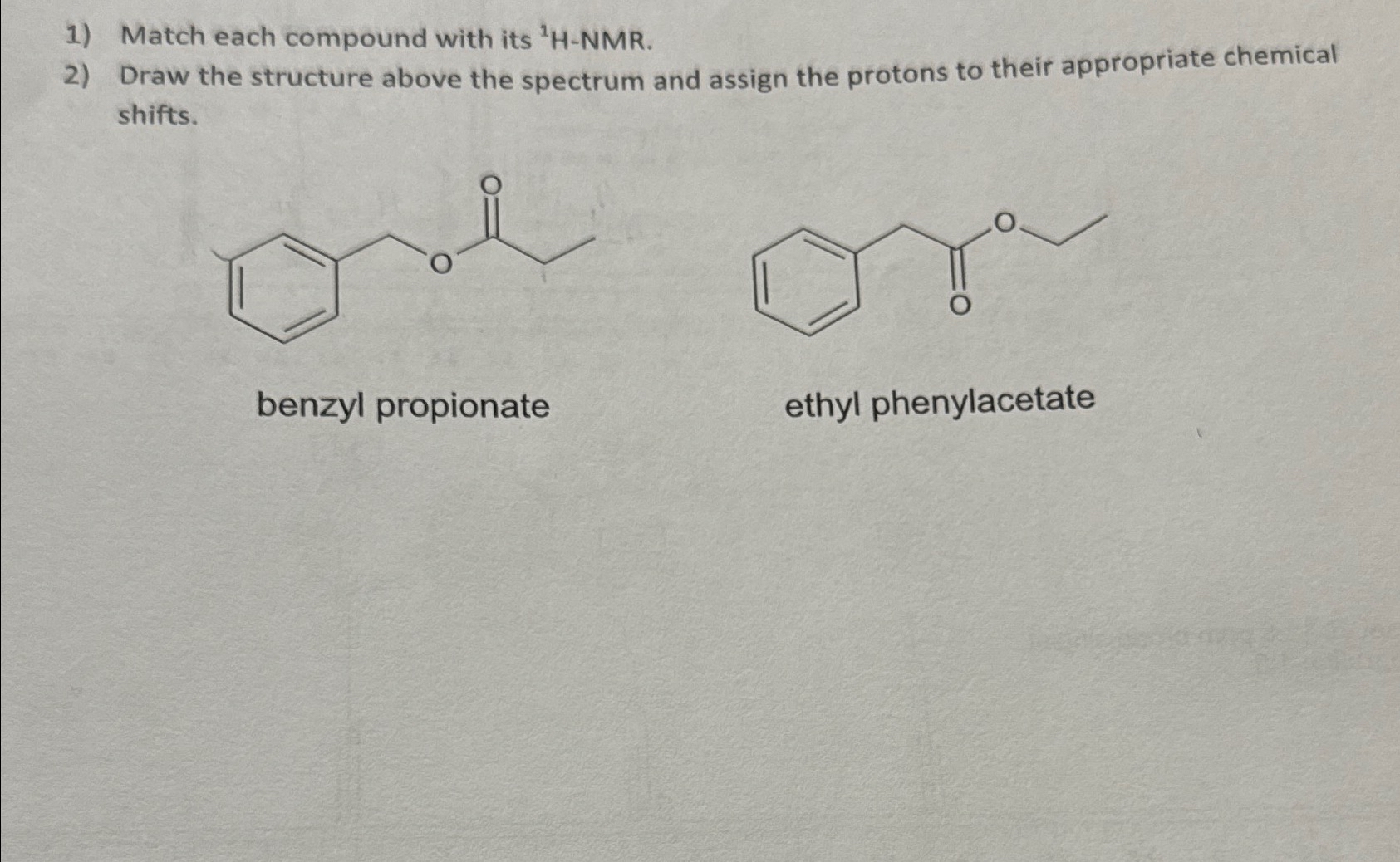 Solved Match Each Compound With Its 1h Nmr Draw The