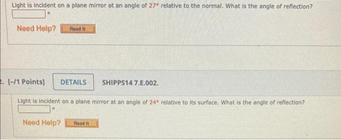 Solved Light is incident on a plane mirror at an angle of | Chegg.com